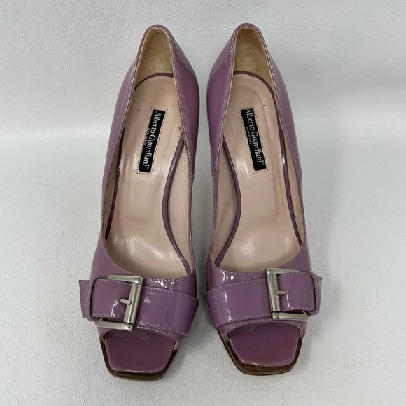 Alberto Guardiani Purple Patent Leather with buckle, Open toe Heels Size EU 36.5 - Picture 4 of 16